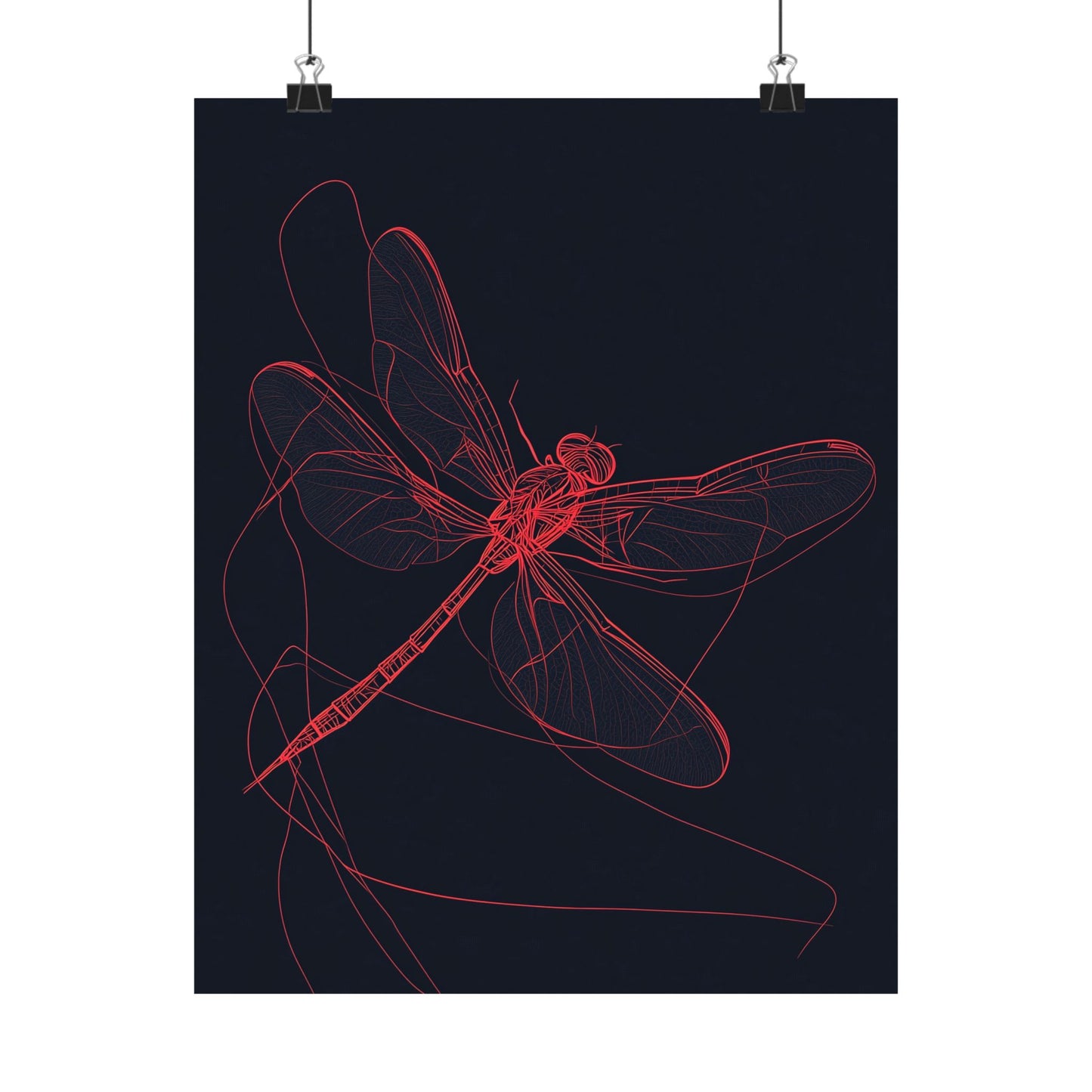 Red Dragonfly Fine Art Print -  Matte Poster – Modern Wall Art for Nature Lovers - Minimalist