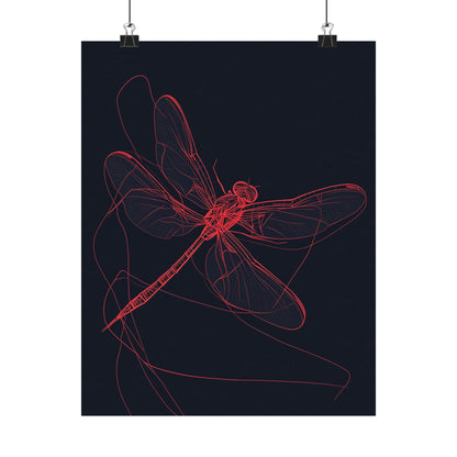Red Dragonfly Fine Art Print -  Matte Poster – Modern Wall Art for Nature Lovers - Minimalist