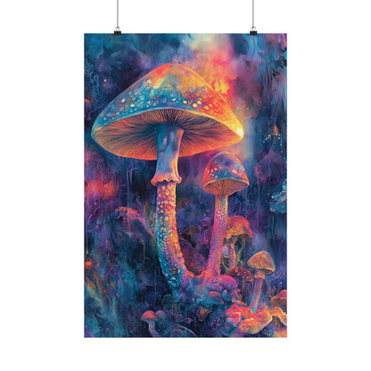 Trippy Mushrooms Poster - Psychedelic Wall Art - Vibrant Fine Art Print - Bedroom Posters - Home Décor