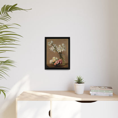 Henri Fantin-Latour : Roses and Lilies (1888) - Giclee Fine Art Print - Museum Collection Framed Canvas Print