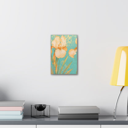 Iris Flowers on Turquois - Stretched Canvas