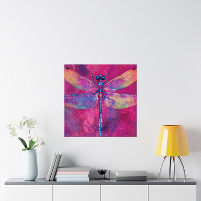 Magenta Dragonfly Watercolor Art Print - Matte Vertical Posters