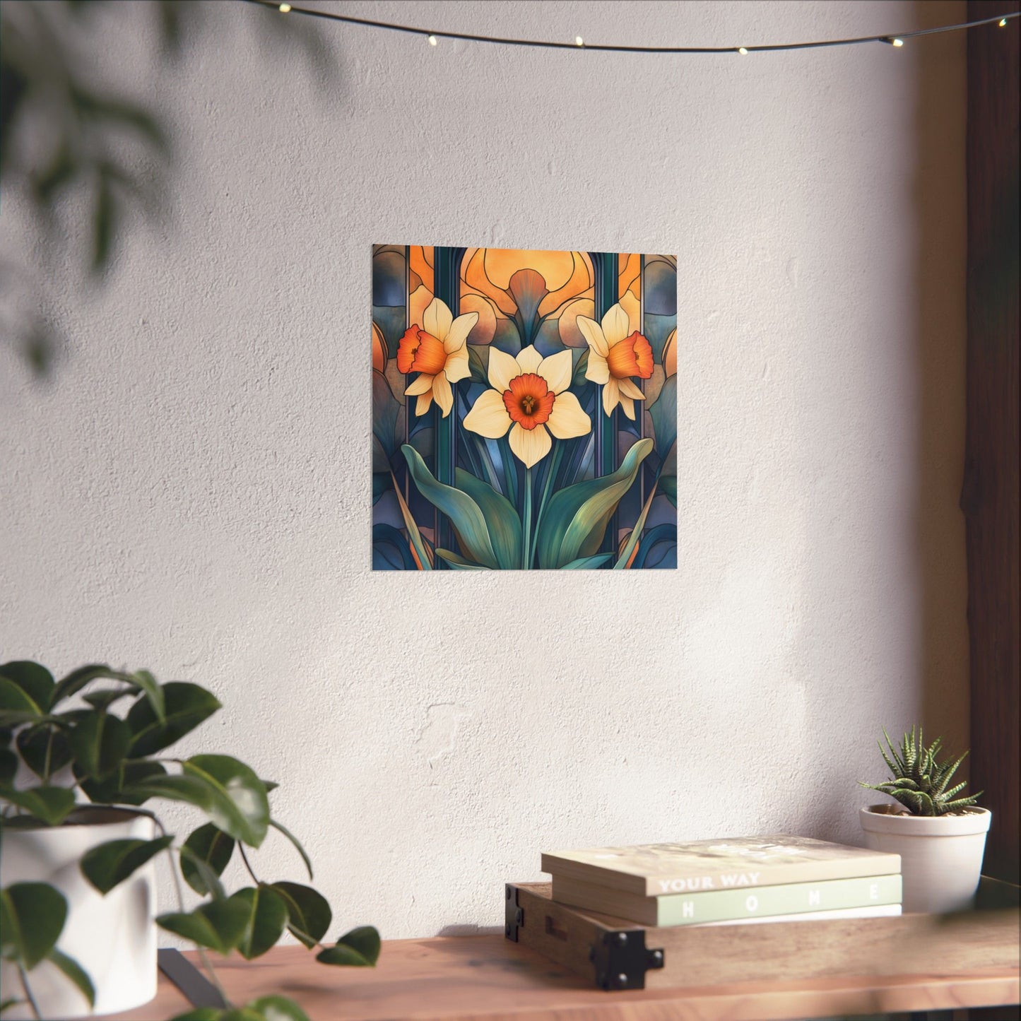Elegant Daffodil Floral Fine Art Print - Matte Vertical Poster - Daffodil Art Print for Home Décor