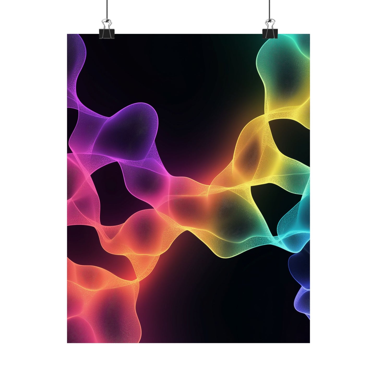 Vibrant Spectrum Abstract Poster - Colorful Wavelengths Energetic Art Print - Black Light Art - Spectrum of Light Wall Art