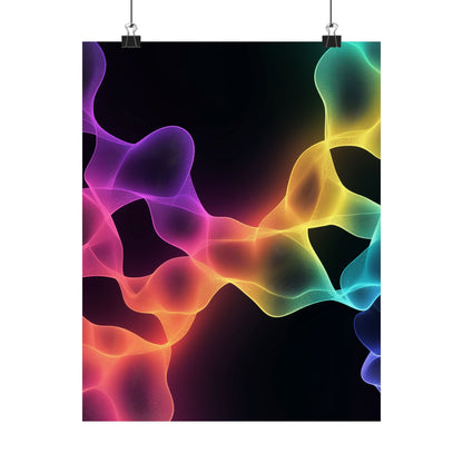 Vibrant Spectrum Abstract Poster - Colorful Wavelengths Energetic Art Print - Black Light Art - Spectrum of Light Wall Art