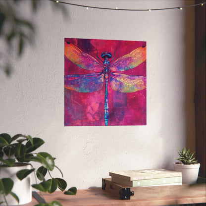 Magenta Dragonfly Watercolor Art Print - Matte Vertical Posters