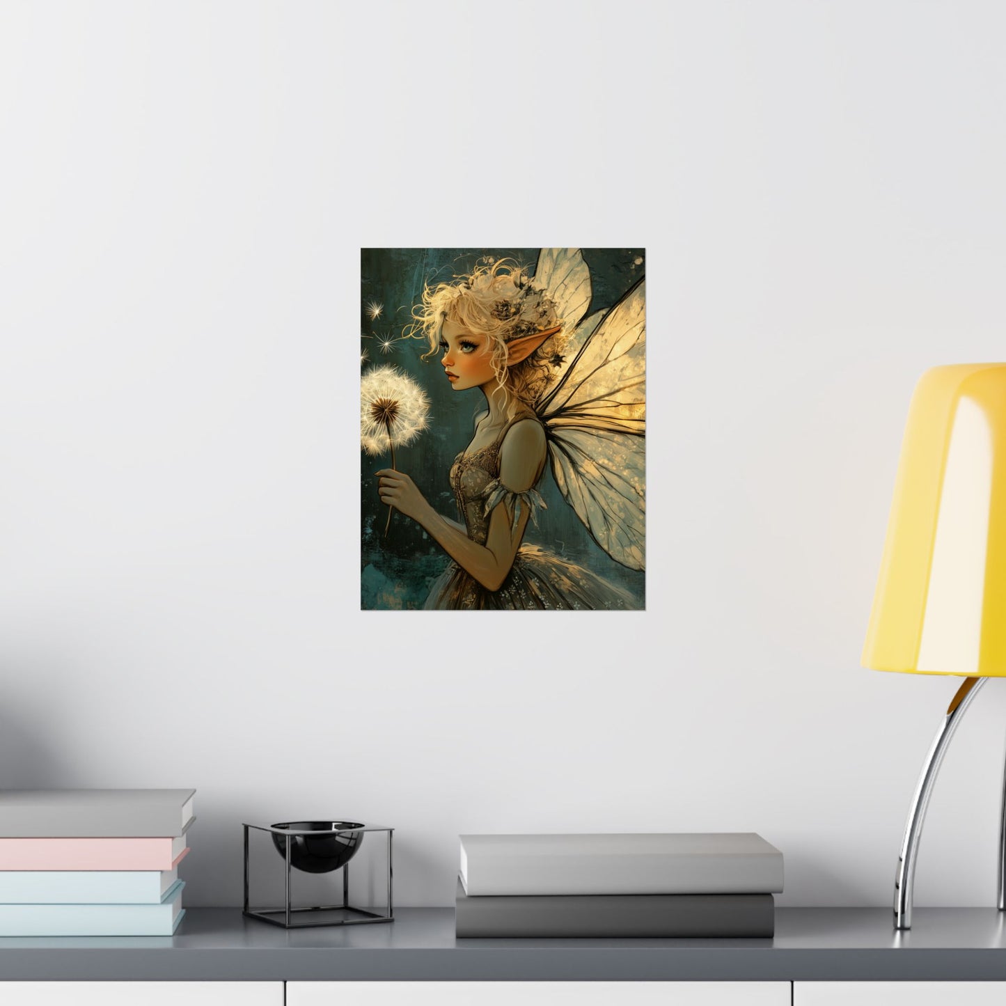 Best Wishes For You - Fairy with Dandelion - Flowers & Fairies Series - Enchanting Wall Art - Vertical Poster - Whimsical Wall Art for Dreamers