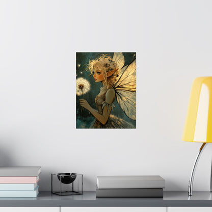 Best Wishes For You - Fairy with Dandelion - Flowers & Fairies Series - Enchanting Wall Art - Vertical Poster - Whimsical Wall Art for Dreamers