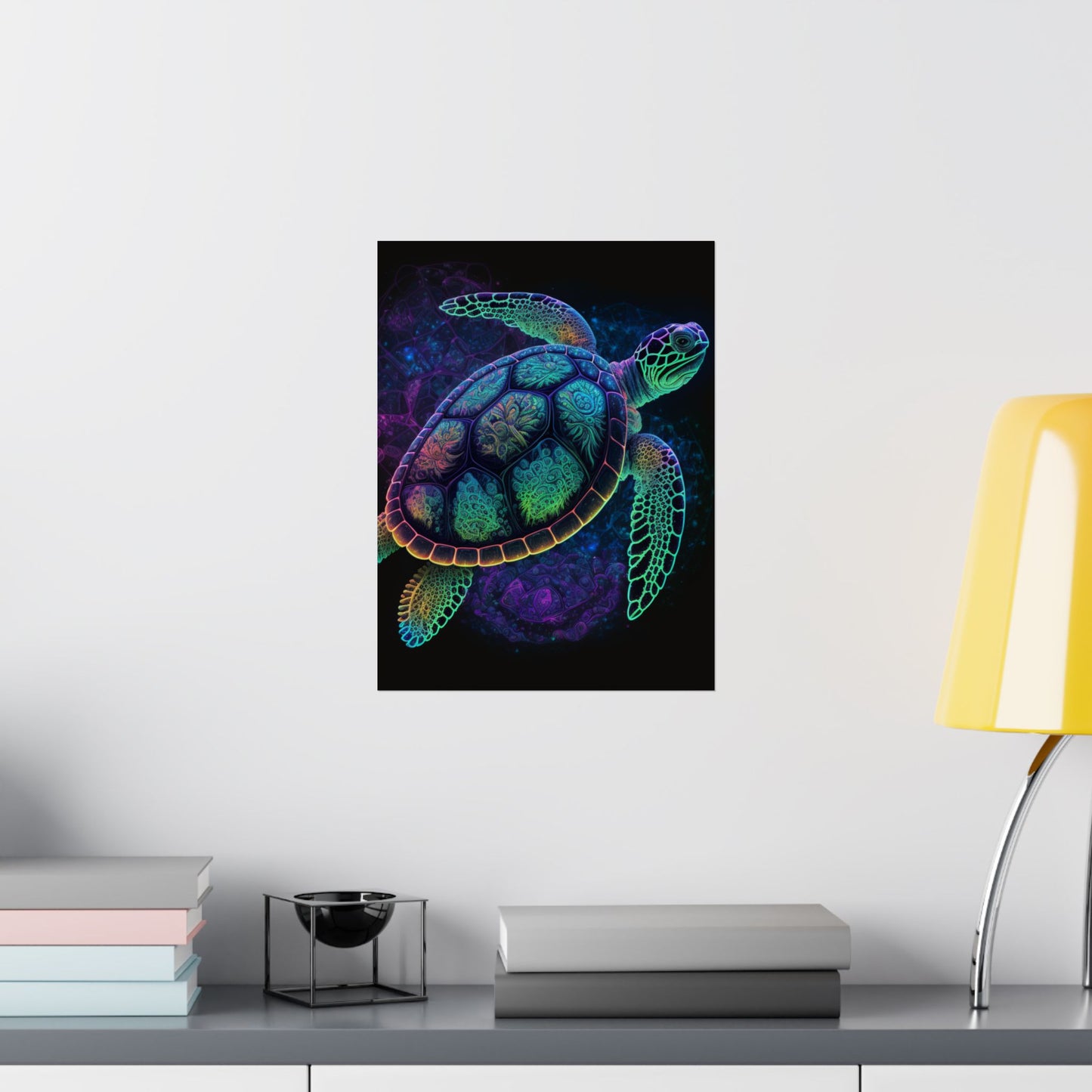 Trippy Turtle - Nautical Fine Art Print - Matte Vertical Poster - Ocean Art for Beach Lovers