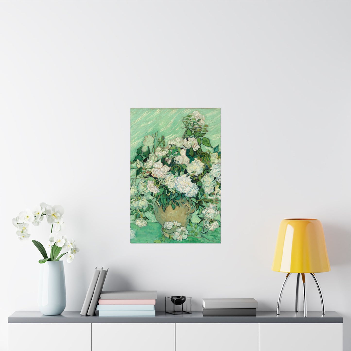 White Roses Painting - Fine Art Prints - Vintage Painting Prints - Elegant Floral - Matte Vertical Poster - White Roses Art Print