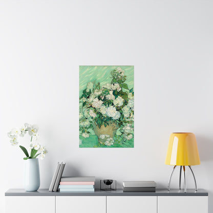 White Roses Painting - Fine Art Prints - Vintage Painting Prints - Elegant Floral - Matte Vertical Poster - White Roses Art Print
