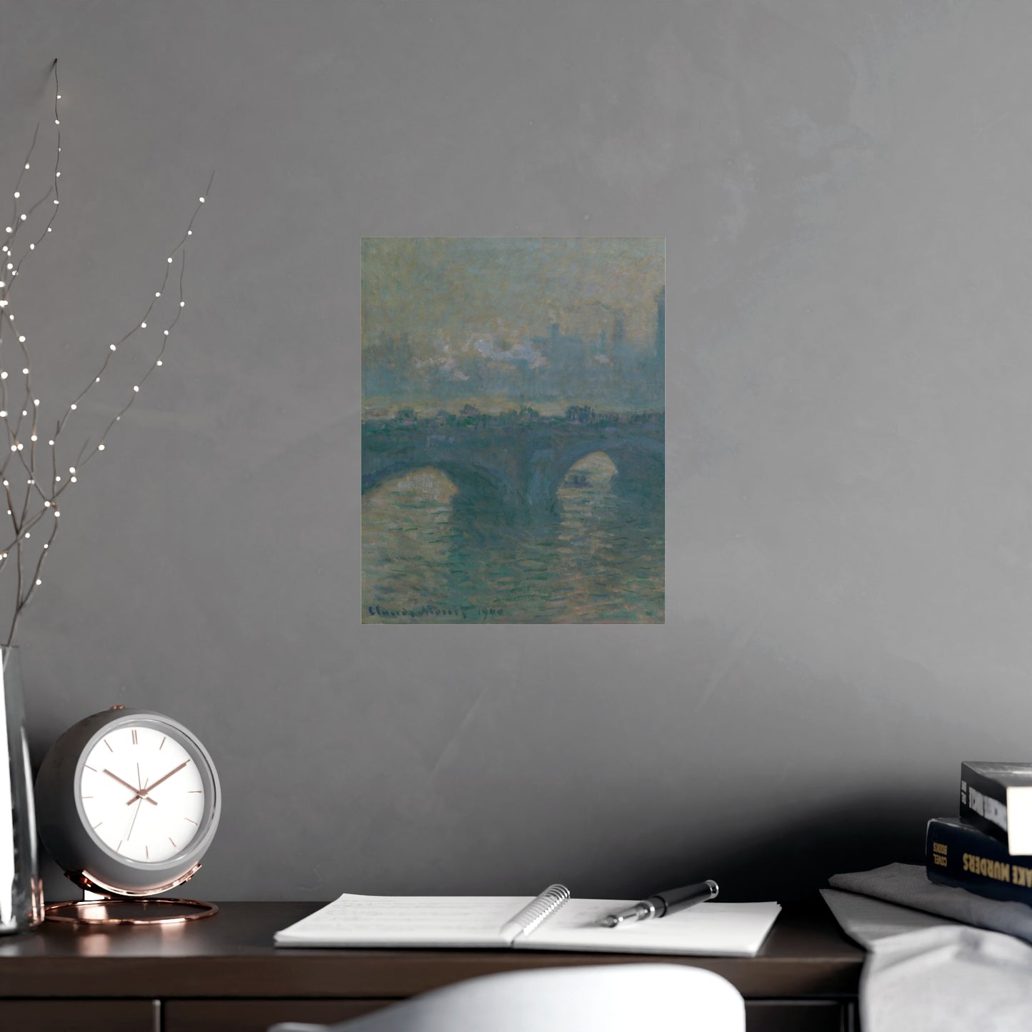Waterloo Bridge Gray Weather - Monet Fine Art Poster