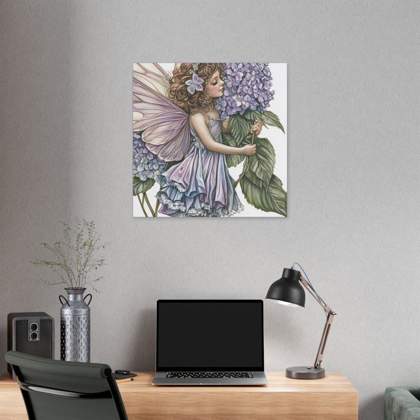 Purple Hydrangea - Flowers & Fairies Collection - Fine Art Print on Canvas