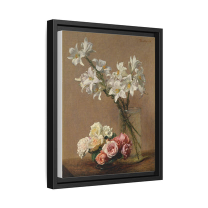 Henri Fantin-Latour : Roses and Lilies (1888) - Giclee Fine Art Print - Museum Collection Framed Canvas Print
