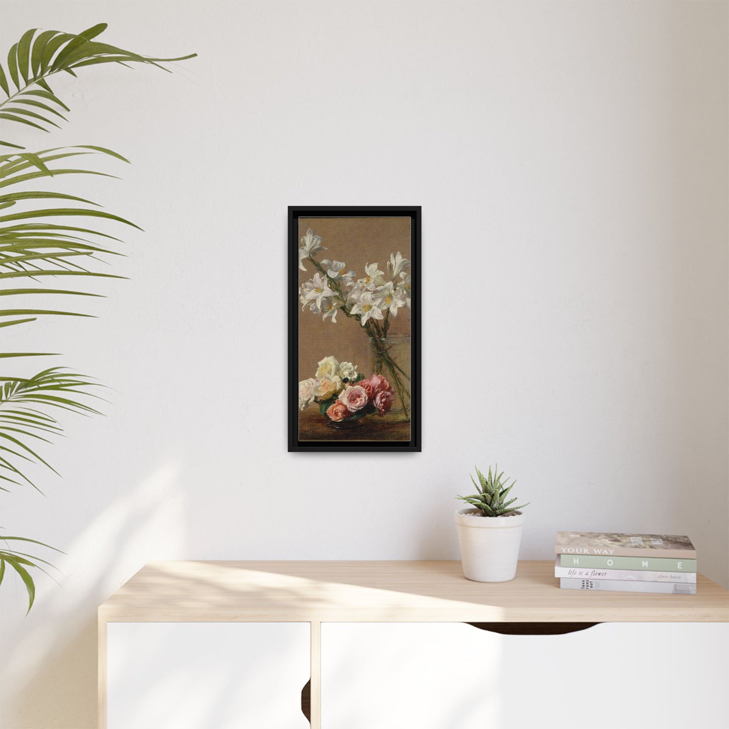 Henri Fantin-Latour : Roses and Lilies (1888) - Giclee Fine Art Print - Museum Collection Framed Canvas Print