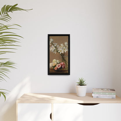 Henri Fantin-Latour : Roses and Lilies (1888) - Giclee Fine Art Print - Museum Collection Framed Canvas Print