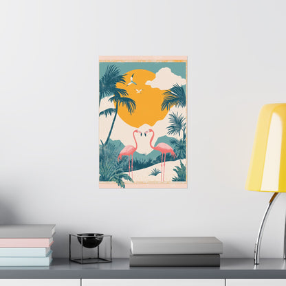 Welcome to Miami - Tropical Flamingo Poster - Boho Wall Art - Bohemian Art Prints - Home Décor