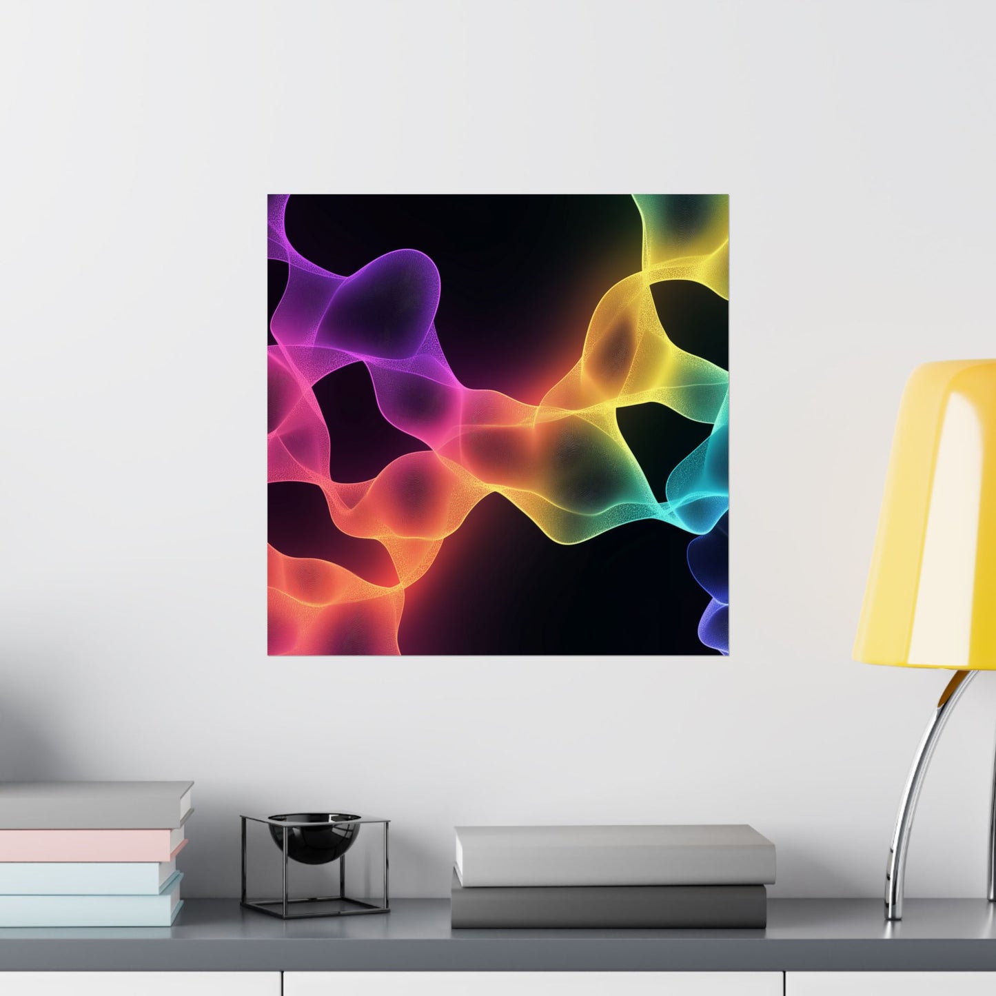 Vibrant Spectrum Abstract Poster - Colorful Wavelengths Energetic Art Print - Black Light Art - Spectrum of Light Wall Art