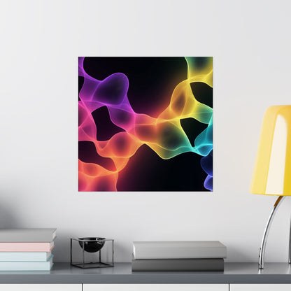 Vibrant Spectrum Abstract Poster - Colorful Wavelengths Energetic Art Print - Black Light Art - Spectrum of Light Wall Art