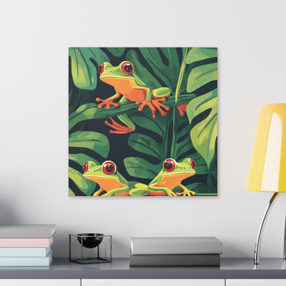 Tree Frog Trio - Garden Friends Series - Fine Art Print on Canvas