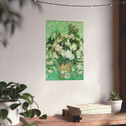 White Roses Painting - Fine Art Prints - Vintage Painting Prints - Elegant Floral - Matte Vertical Poster - White Roses Art Print