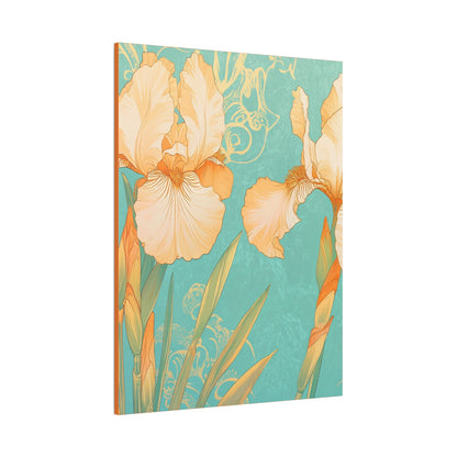 Iris Flowers on Turquois - Stretched Canvas
