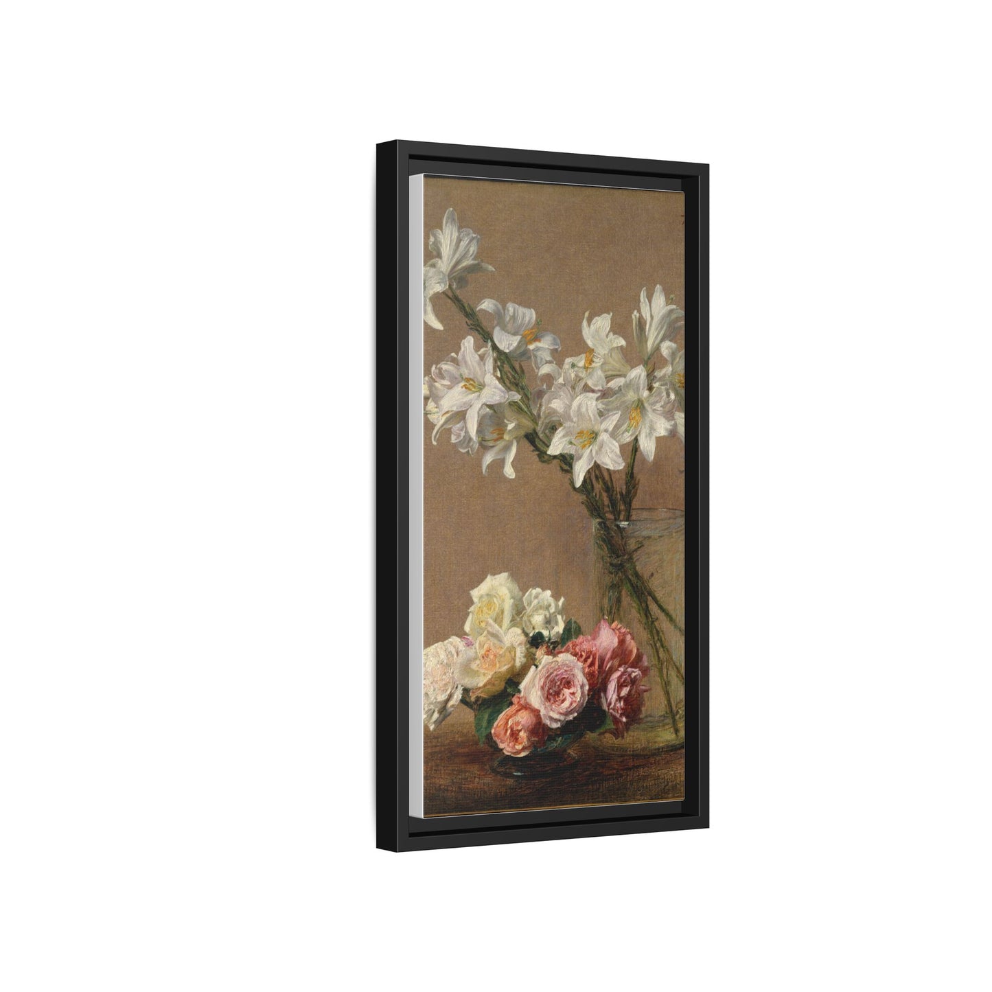 Henri Fantin-Latour : Roses and Lilies (1888) - Giclee Fine Art Print - Museum Collection Framed Canvas Print