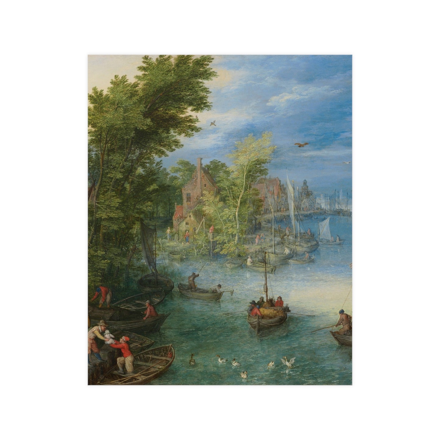 River Landscape Scene - Dutch Golden Age - Vintage Fine Art Print
