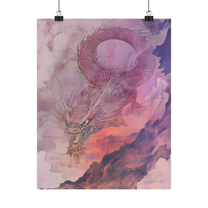 Mythical Red Dragon Fine Art Print - Matte Vertical Poster - Year of The Dragon Art - Zen Home Décor