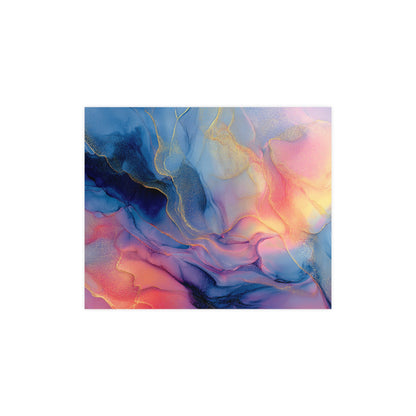 Muse (Style B) - Modern Abstract Fluid Art - Blue/Pink with Gold Highlights - Giclee Fine Art Print