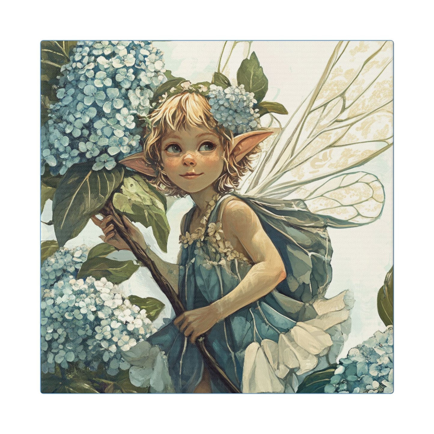 Blue Hydrangea - Flowers & Fairies Collection - Fine Art Print on Canvas