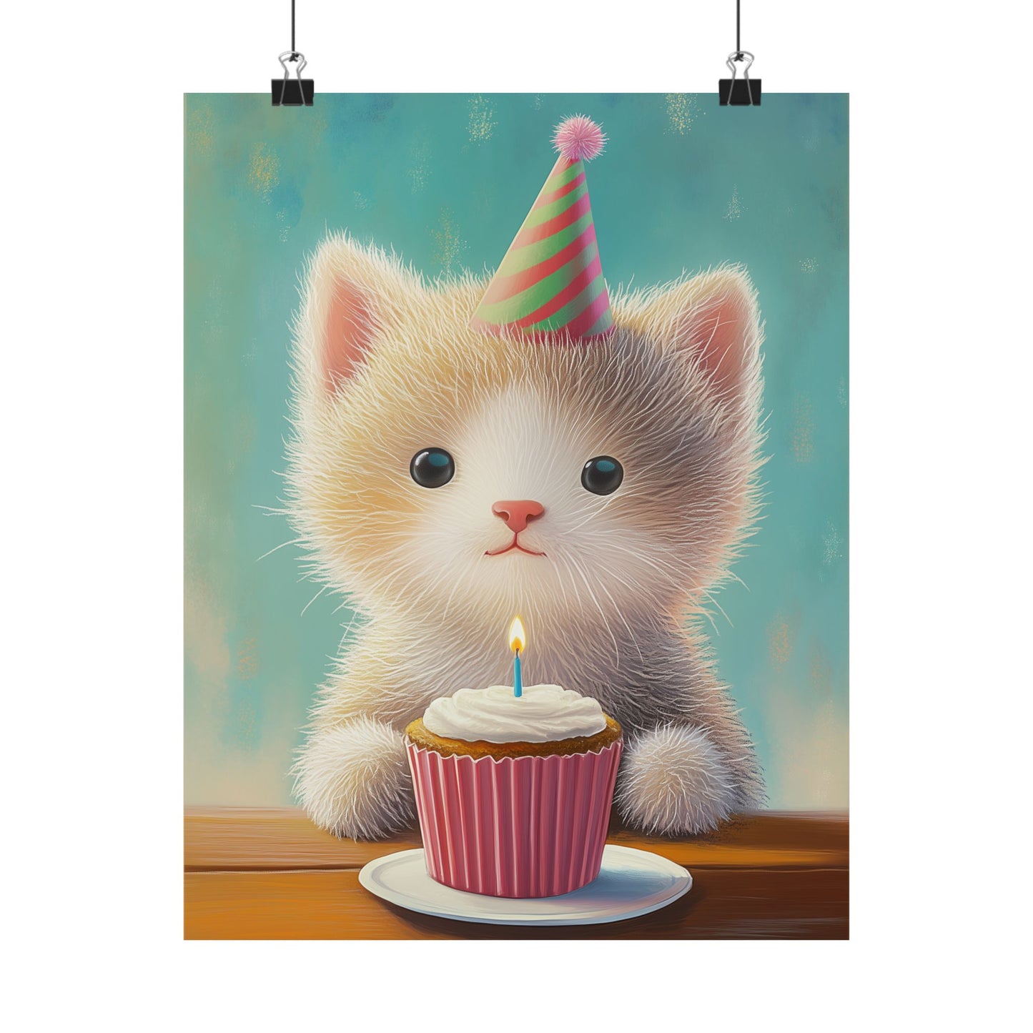Cute Kitten Birthday Poster - Cat Café - Whimsical Animals - Adorable Kitten Wall Art