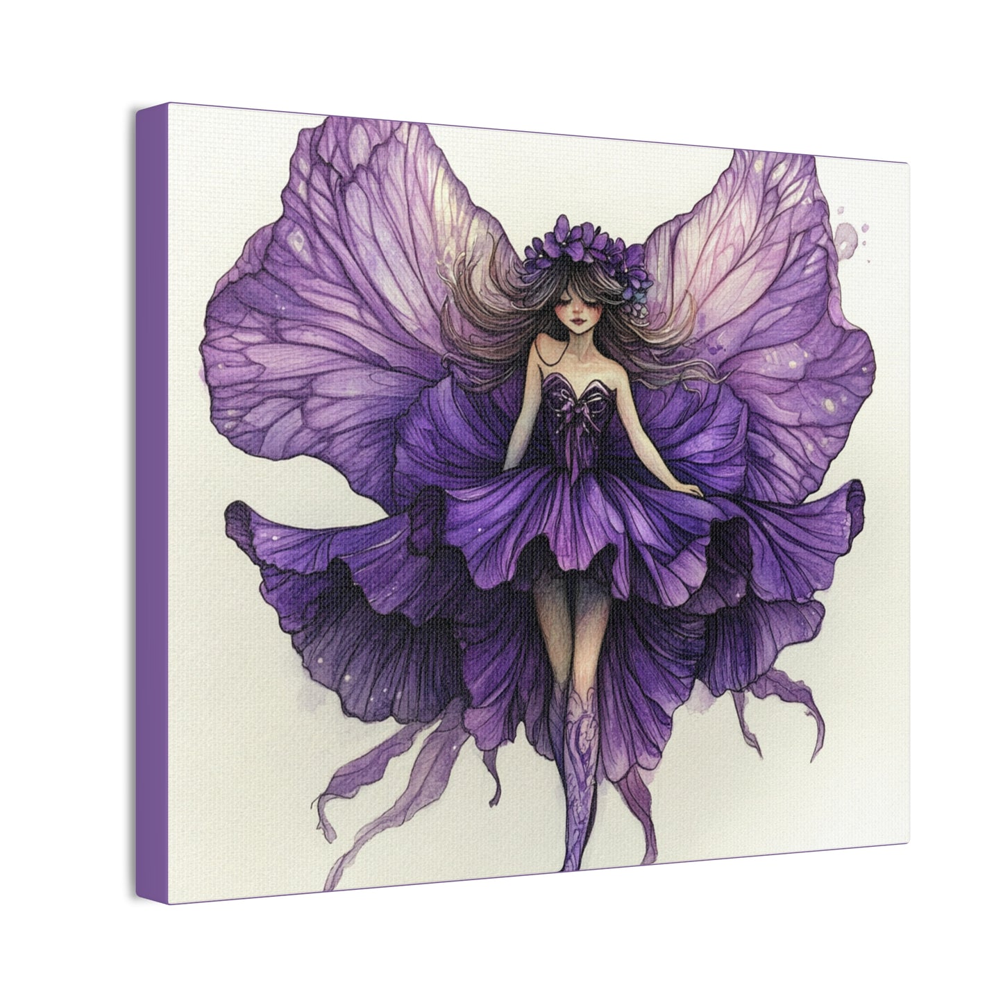 A Violet Affair - Fairies & Flowers Collection - Wall Art - on Canvas