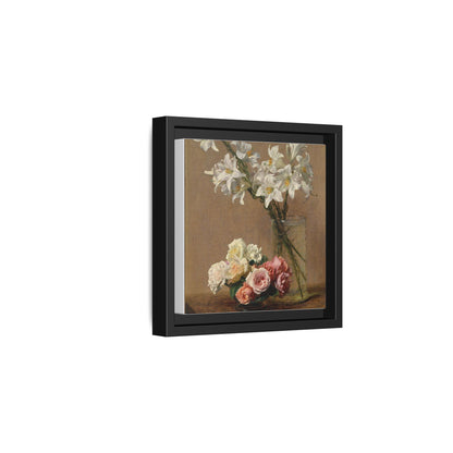 Henri Fantin-Latour : Roses and Lilies (1888) - Giclee Fine Art Print - Museum Collection Framed Canvas Print