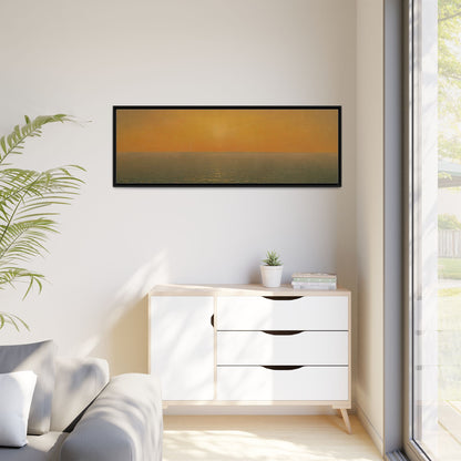 John Frederick Kensett : Sunset on the Sea (1872) - Museum Collection - Framed Canvas Print