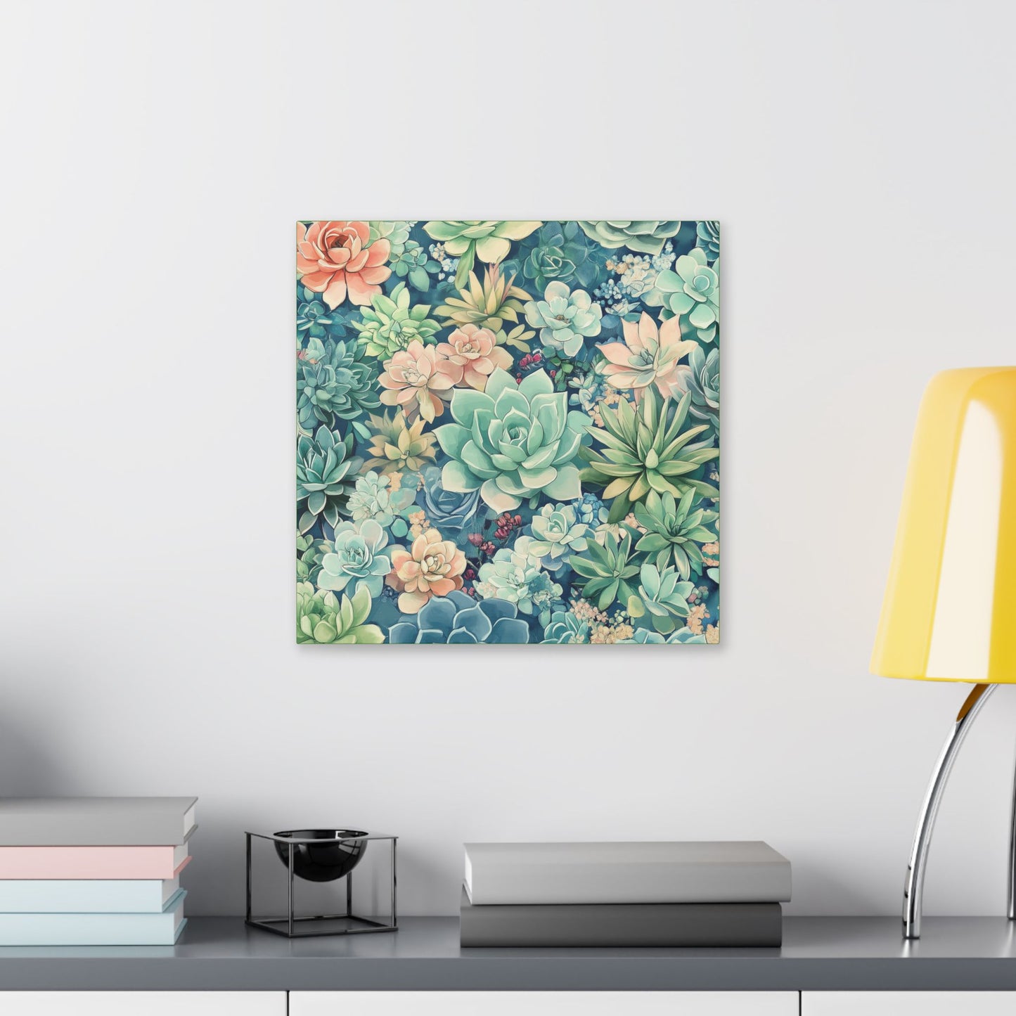 Succulents in Pastel - Secret Garden Collection - Fine Art Print on Canvas