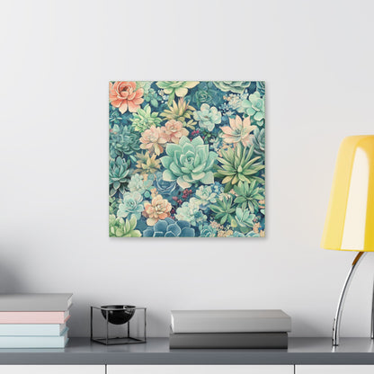 Succulents in Pastel - Secret Garden Collection - Fine Art Print on Canvas