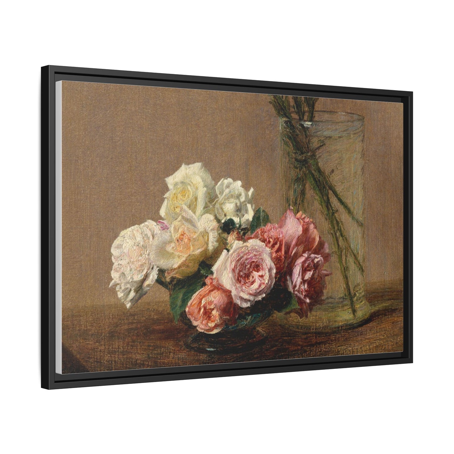 Henri Fantin-Latour : Roses and Lilies (1888) - Giclee Fine Art Print - Museum Collection Framed Canvas Print