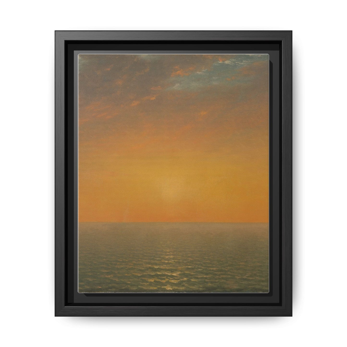 John Frederick Kensett : Sunset on the Sea (1872) - Museum Collection - Framed Canvas Print