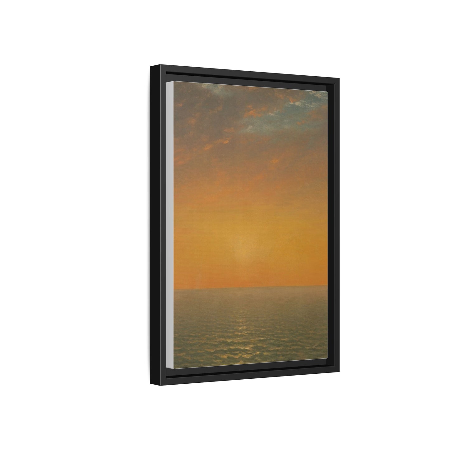 John Frederick Kensett : Sunset on the Sea (1872) - Museum Collection - Framed Canvas Print