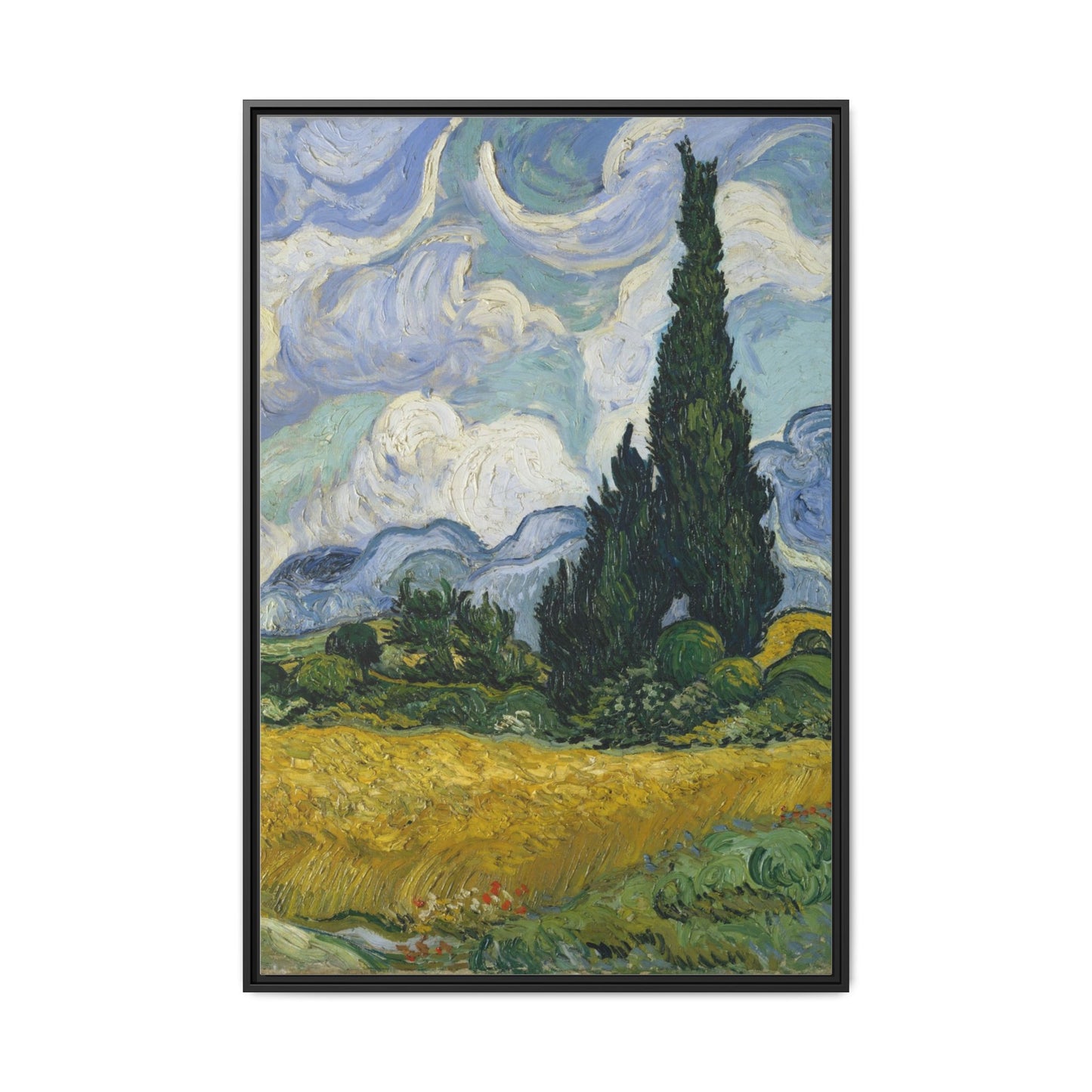 Van Gogh - Wheat Field with Cypresses - Museum Collection - Framed Canvas Print