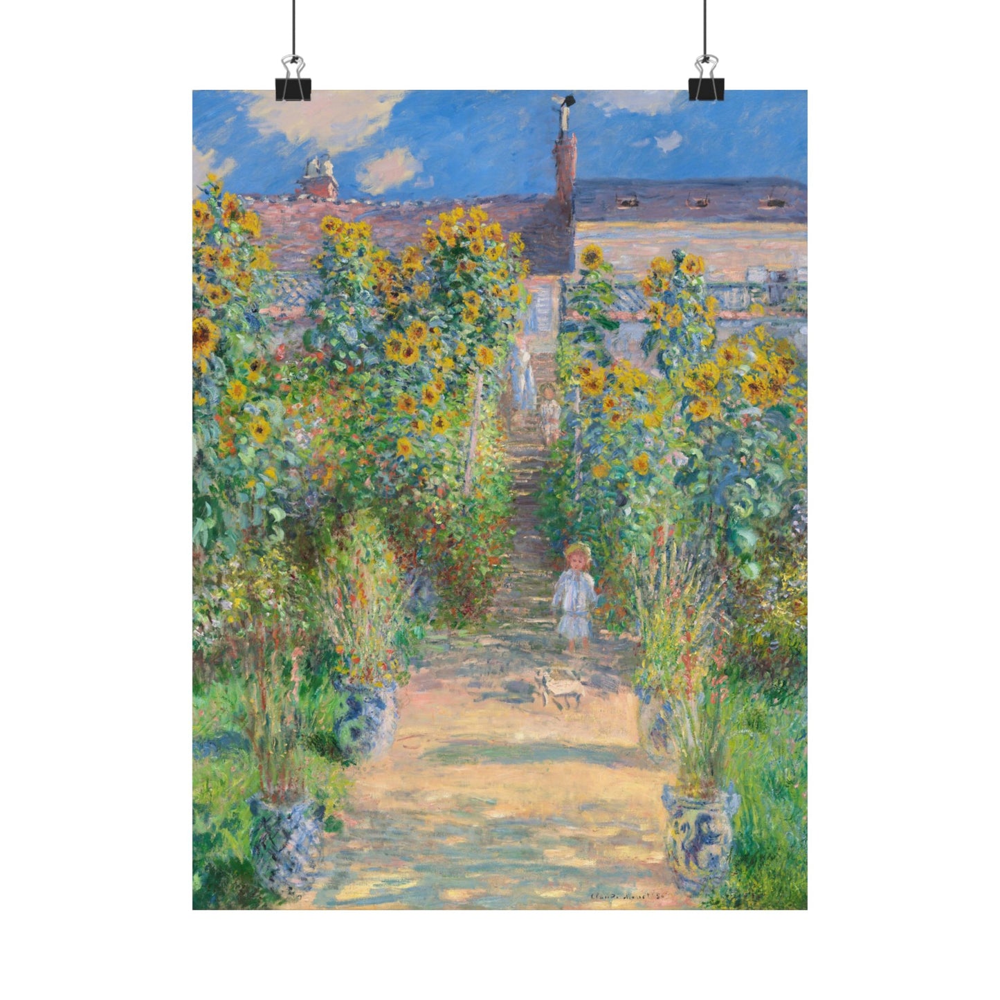 Monet - Garden at Vétheuil Sunflower Fine Art Print