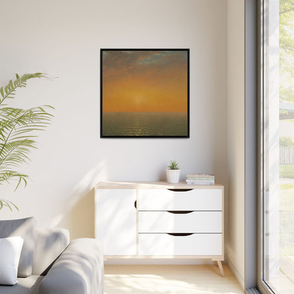 John Frederick Kensett : Sunset on the Sea (1872) - Museum Collection - Framed Canvas Print