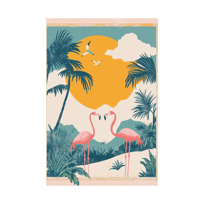 Welcome to Miami - Tropical Flamingo Poster - Boho Wall Art - Bohemian Art Prints - Home Décor