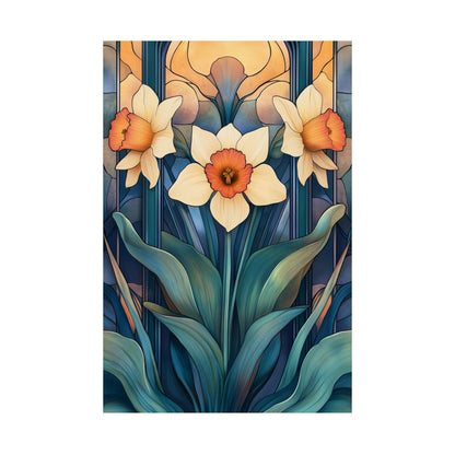 Elegant Daffodil Floral Fine Art Print - Matte Vertical Poster - Daffodil Art Print for Home Décor