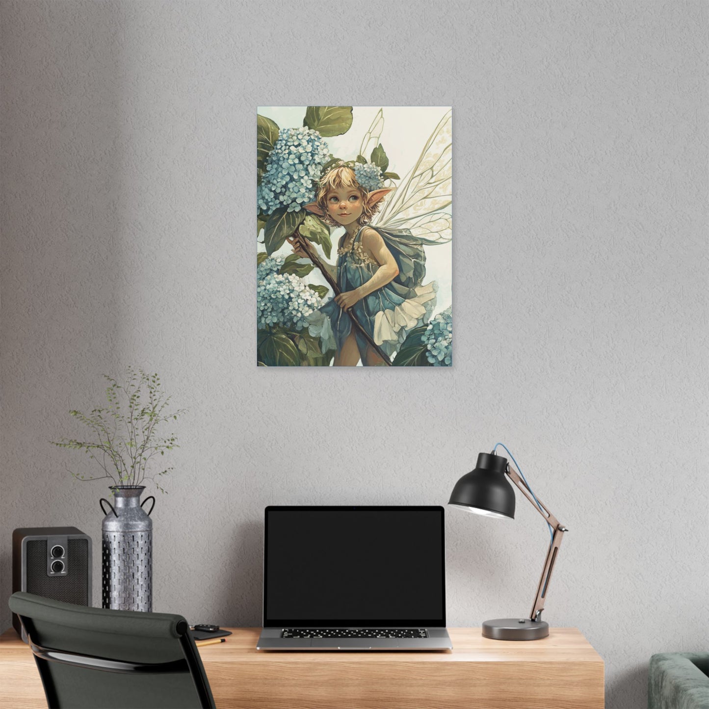 Blue Hydrangea - Flowers & Fairies Collection - Fine Art Print on Canvas