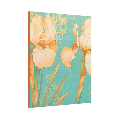 Iris Flowers on Turquois - Stretched Canvas
