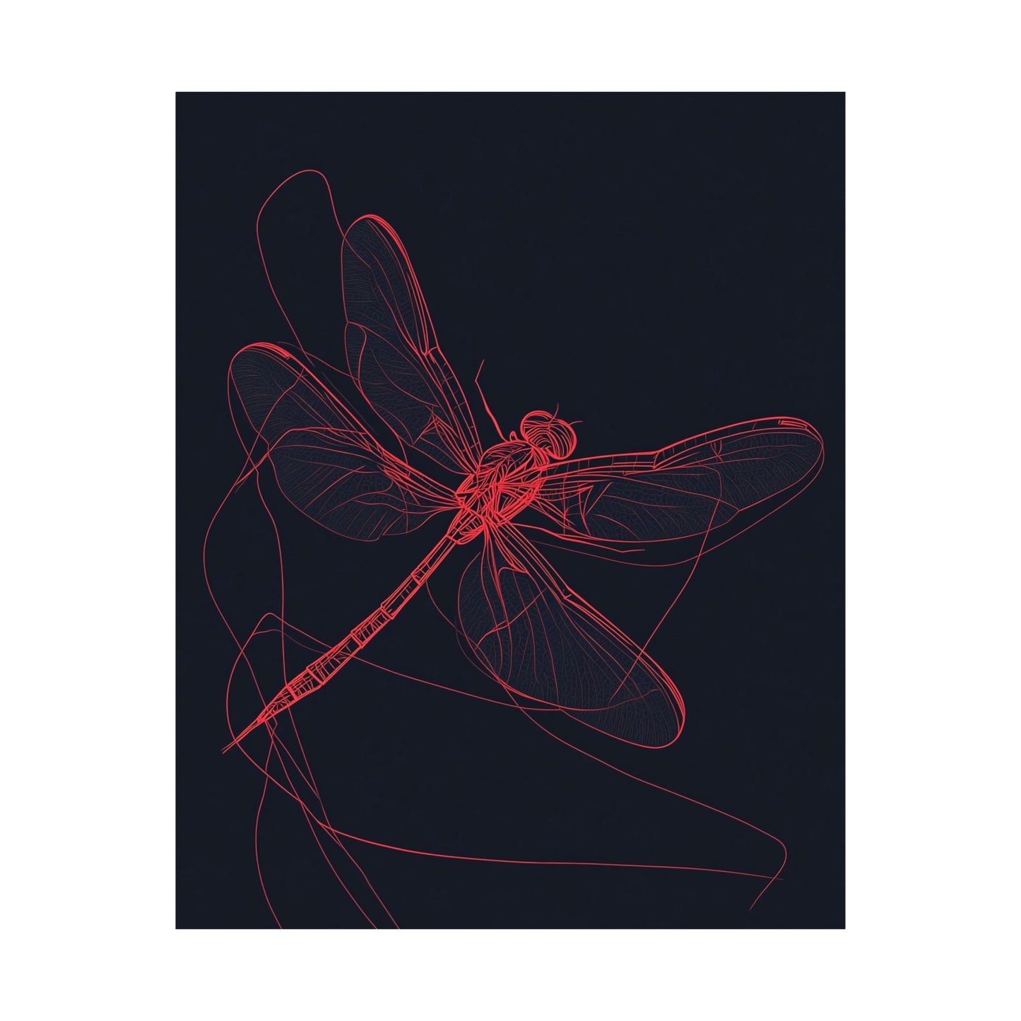 Red Dragonfly Fine Art Print -  Matte Poster – Modern Wall Art for Nature Lovers - Minimalist