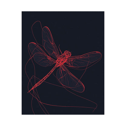 Red Dragonfly Fine Art Print -  Matte Poster – Modern Wall Art for Nature Lovers - Minimalist