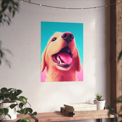 Good Boy - Golden Retriever - Whimsical Animals Series - Matte Vertical Poster - Perfect for Dog Lovers